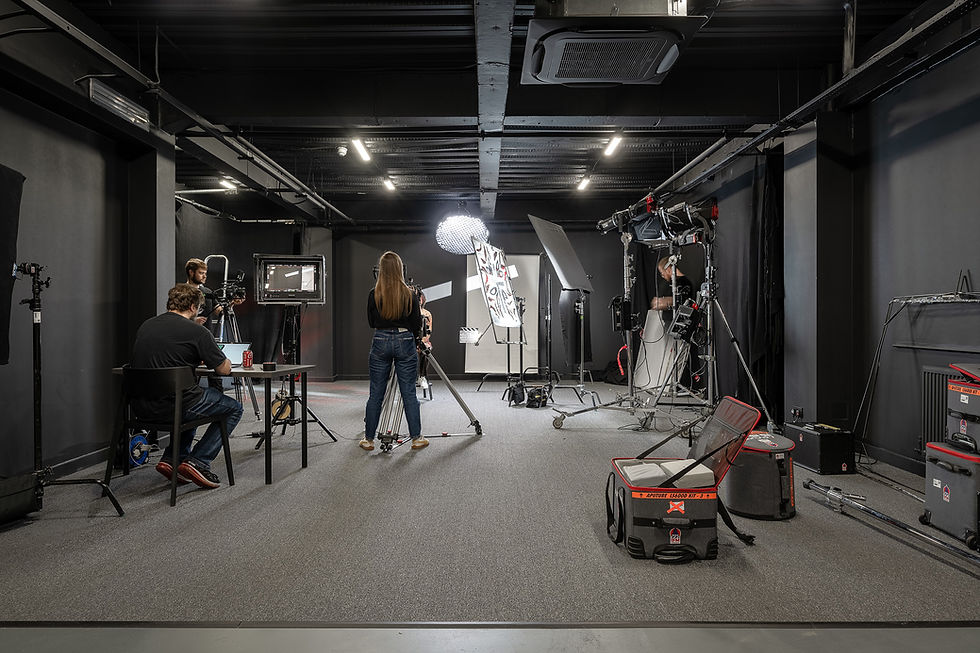 Professional video studio setup with cameras and lighting for virtual events in London.
