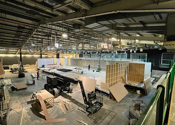 Auditorium setup at London North Studios, showcasing event logistics and design.