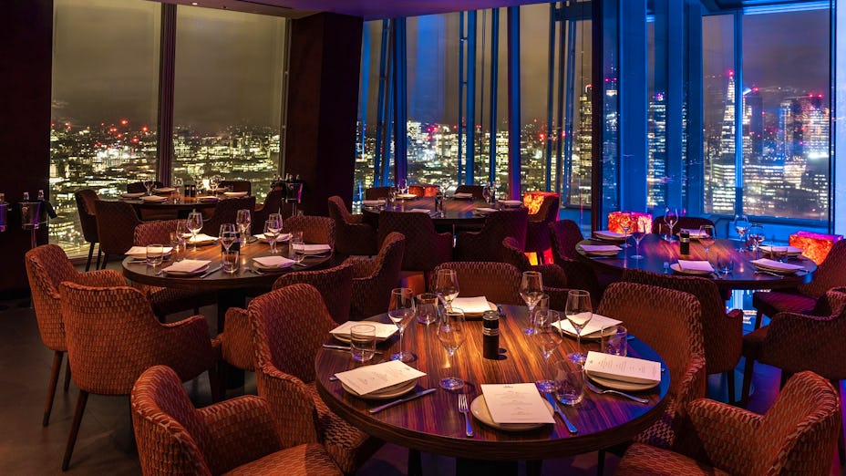 City View Corner at Oblix, elegant dining space with panoramic views for corporate events.
