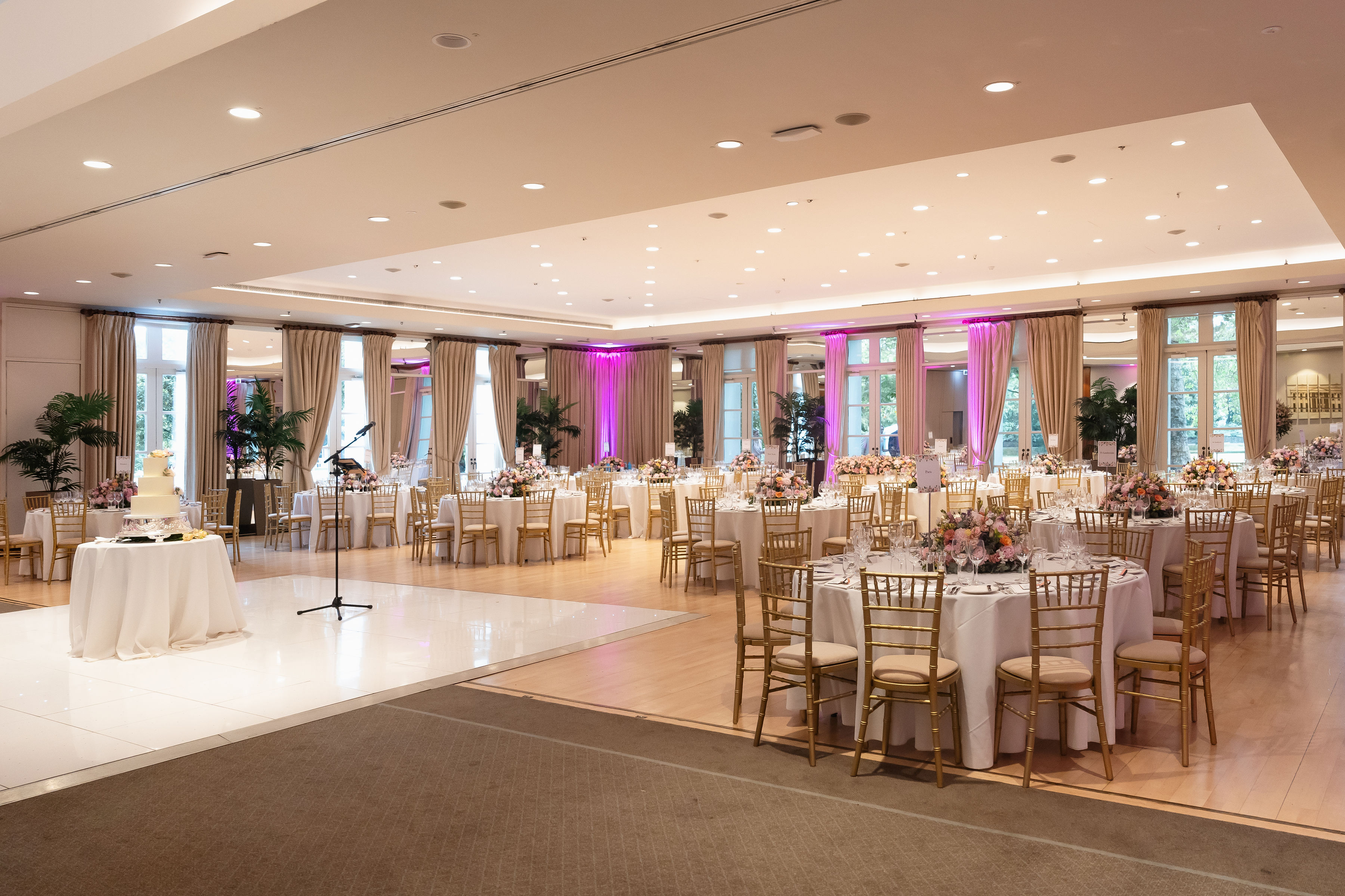Elegant event space in Palm Court, perfect for weddings and banquets.