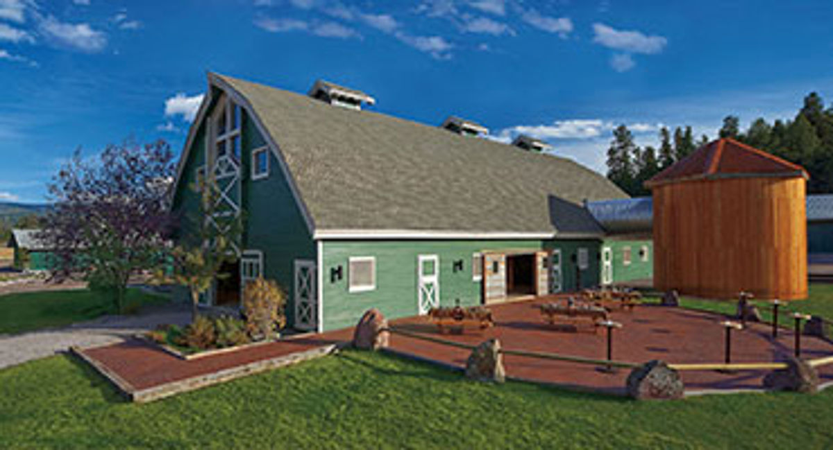 Rustic Bull Barn at Paws Up, ideal for events and meetings in a scenic setting.