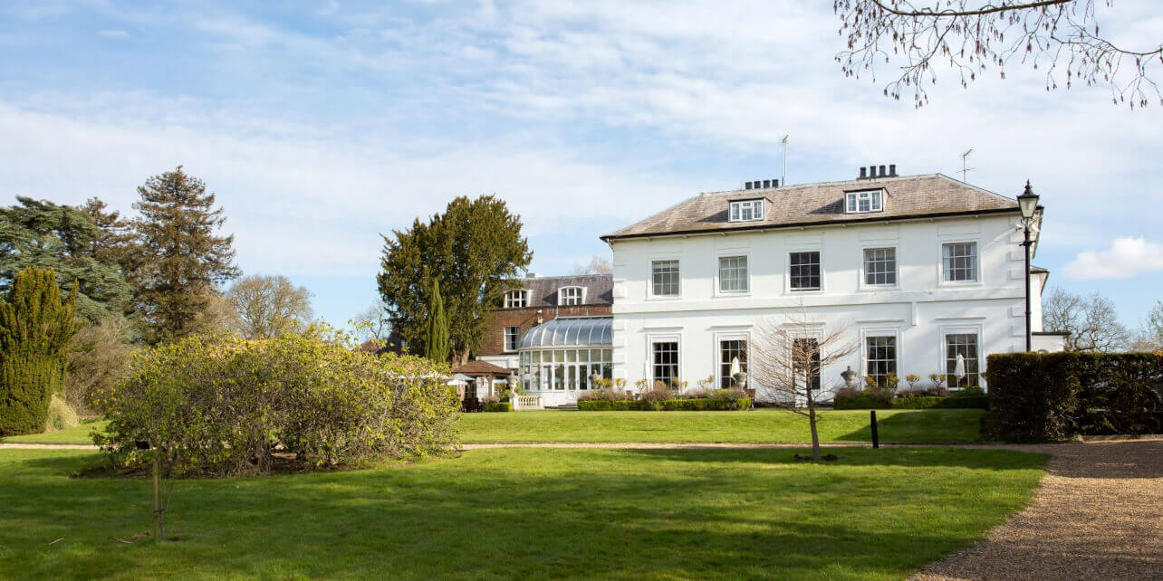 Terrace Bar at West Lodge Park Hotel, elegant venue for meetings and outdoor events.