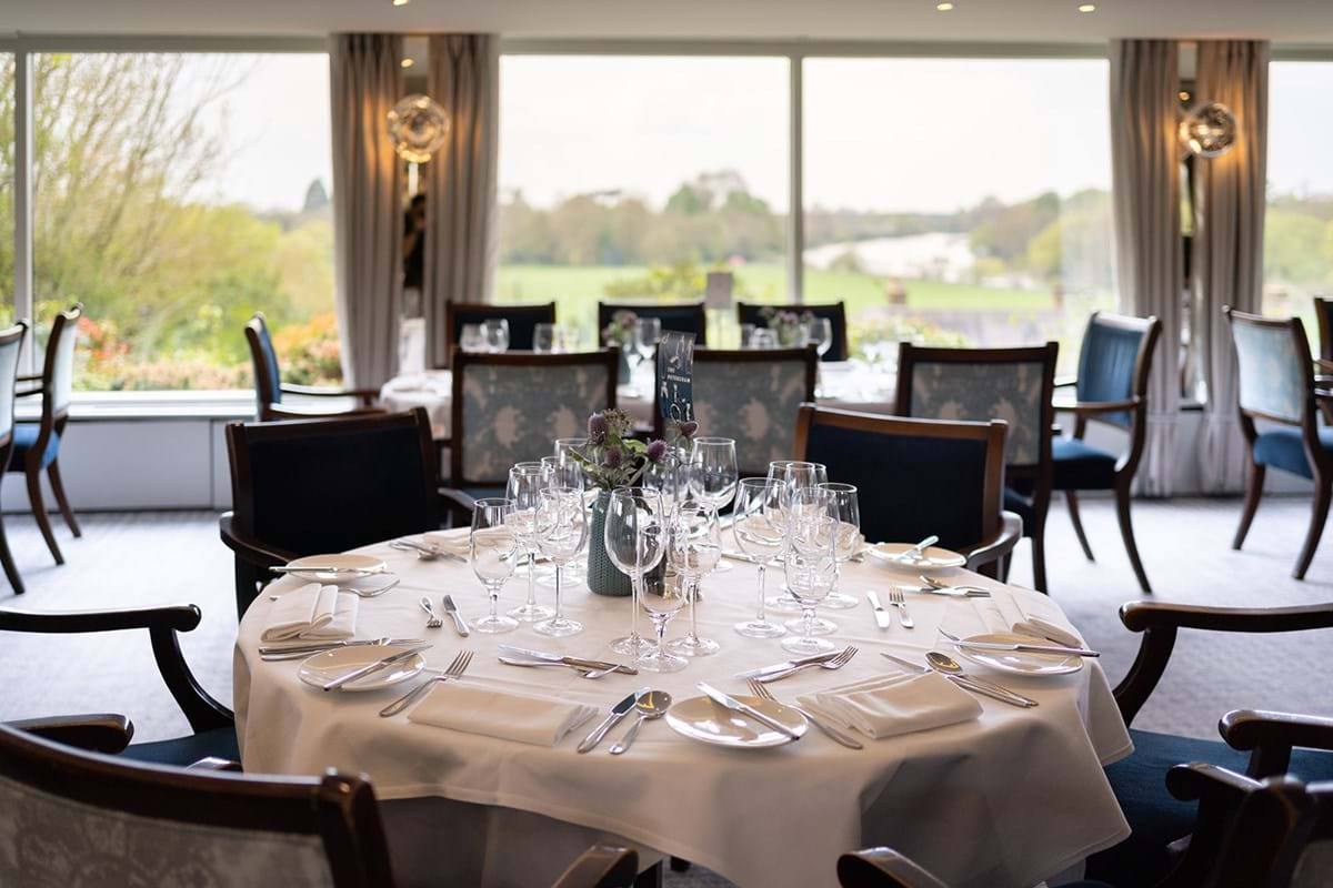 Elegant dining table at Nightingales, perfect for upscale events and formal dinners.