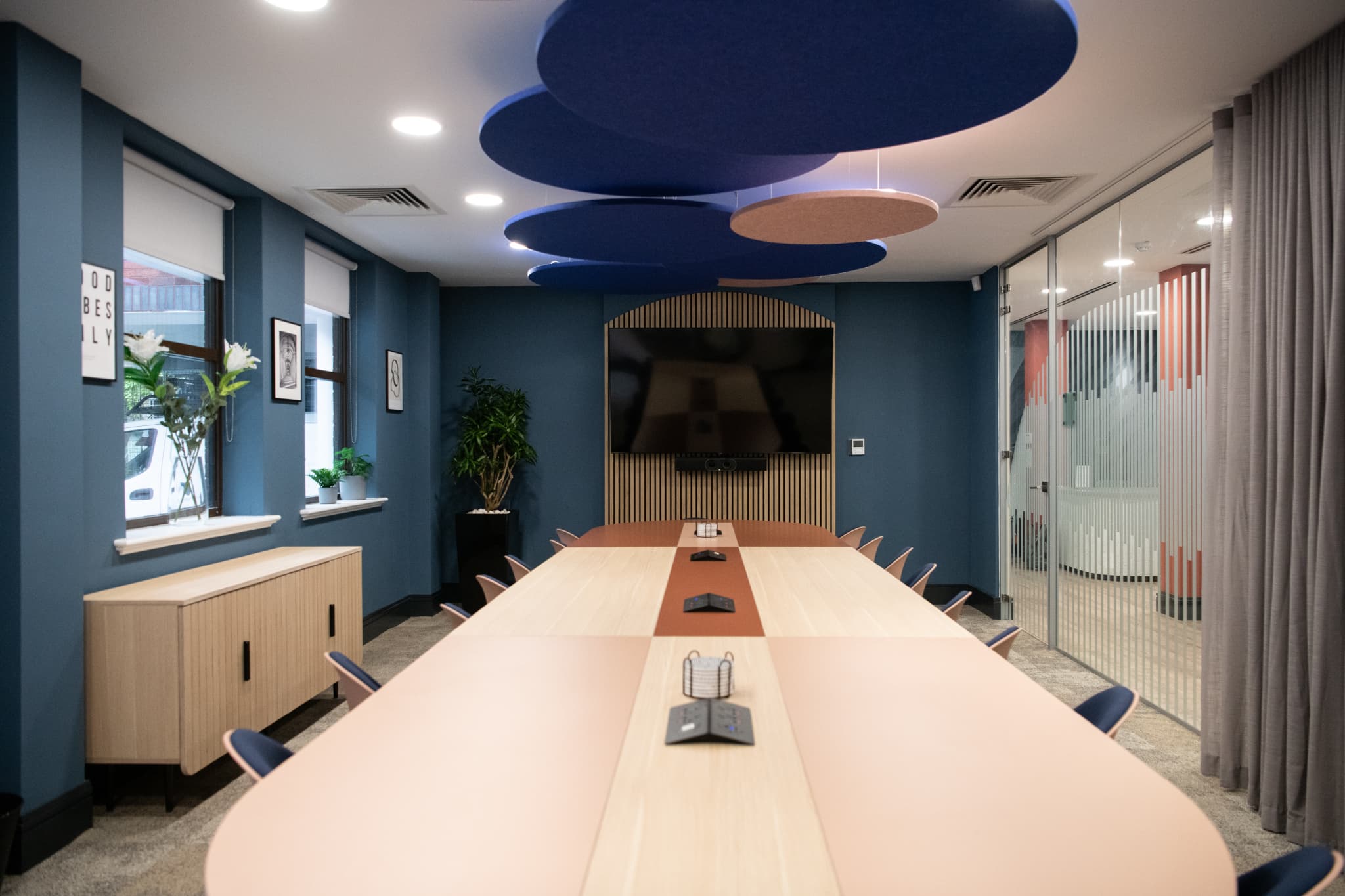 Modern boardroom at Wizu Workspace 55 St Paul's for strategy sessions and client presentations.