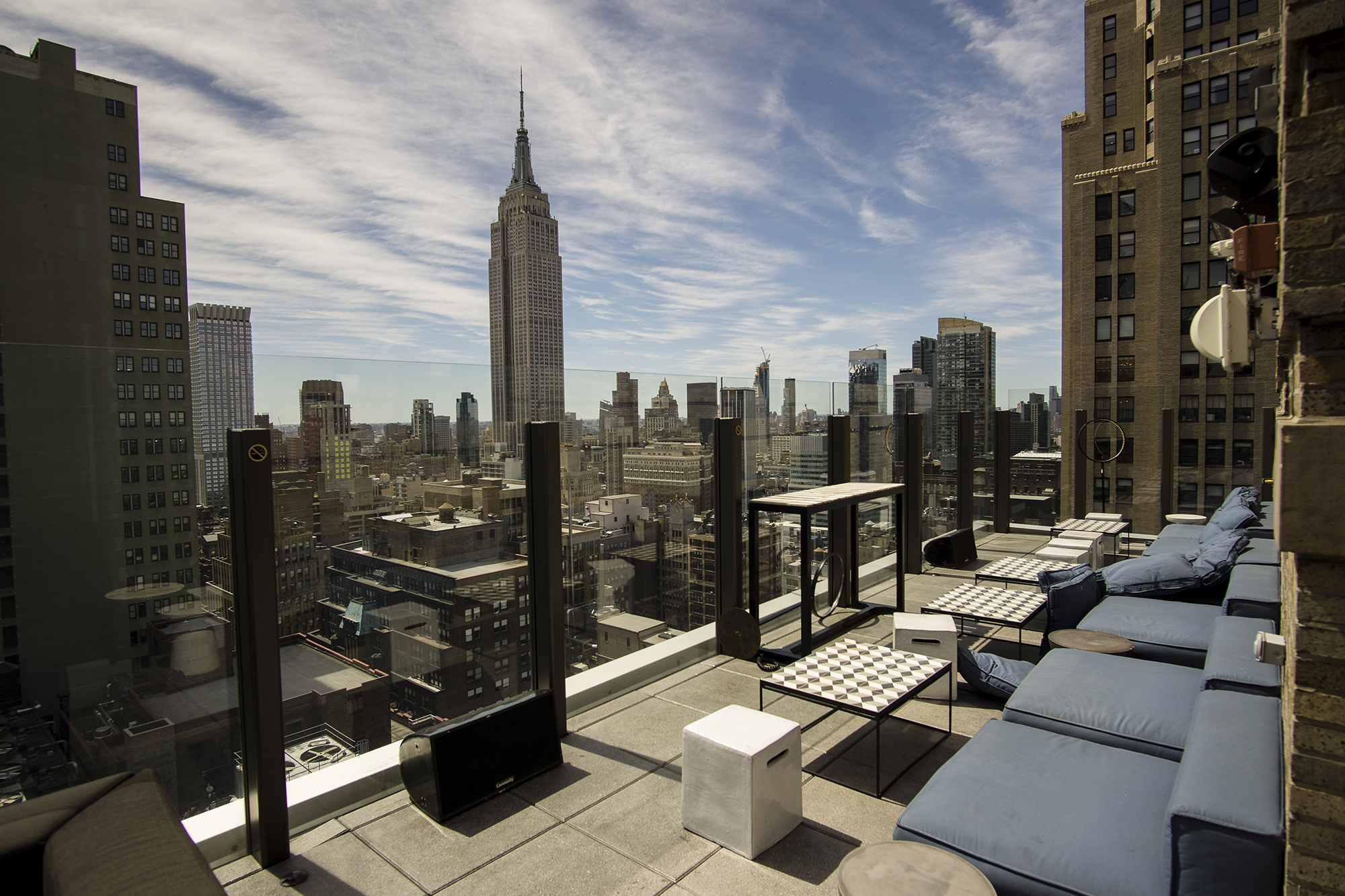 Rooftop Terrace at The Skylark with Empire State views, perfect for cocktail receptions.