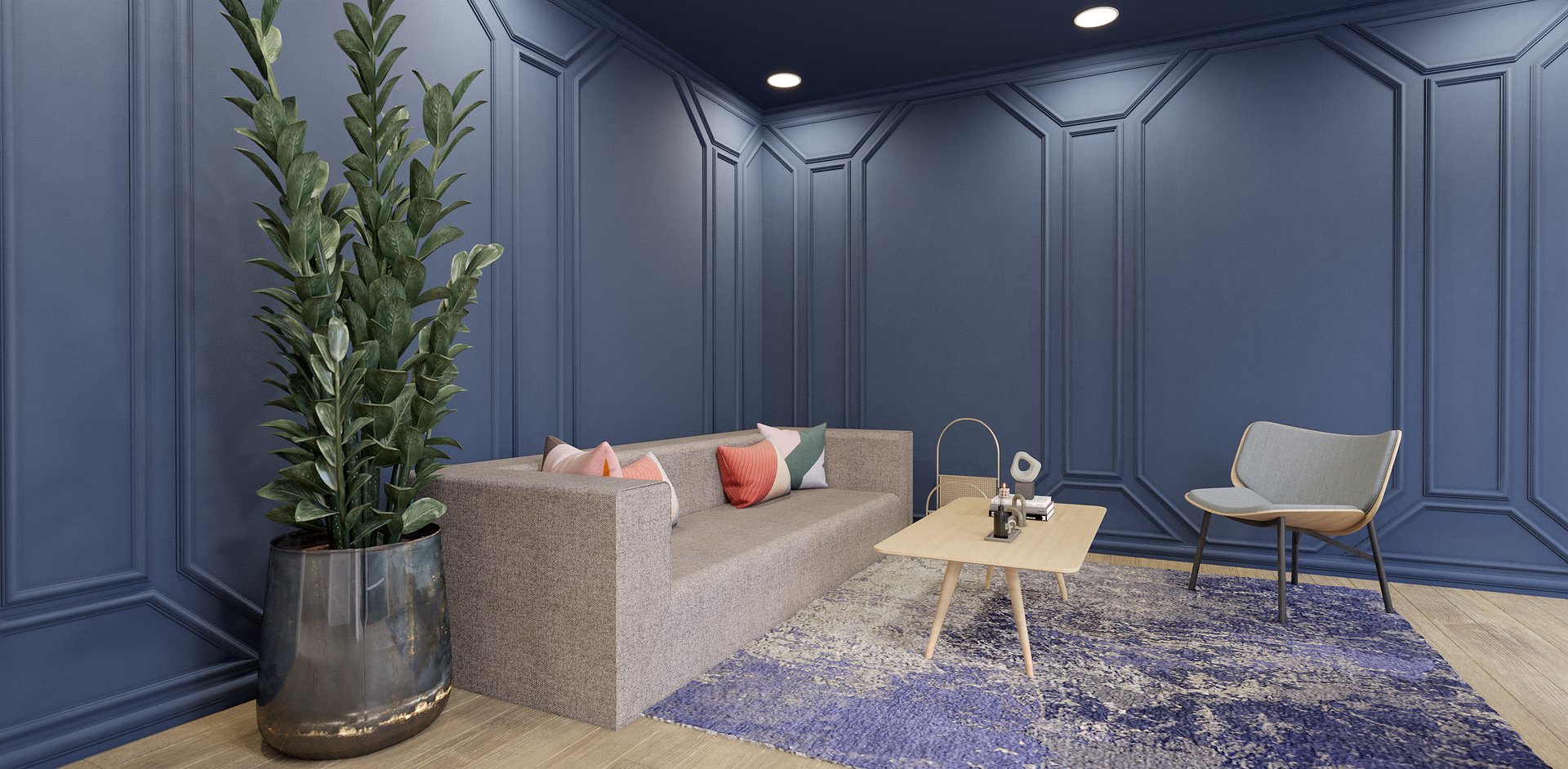 Informal lounge with modern furniture for creative meetings at Common Ground Co Working.