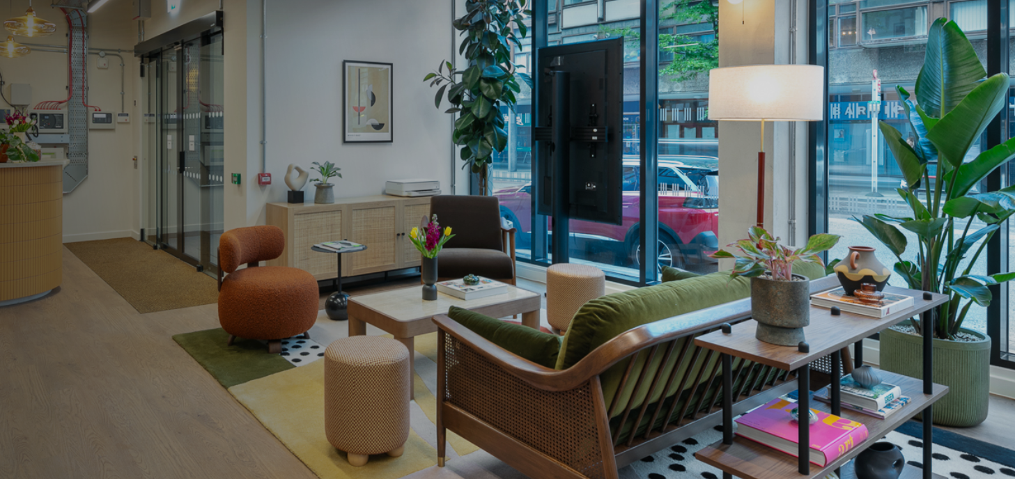 Stylish lounge at Golden Lane Estate, perfect for networking events and meetings.
