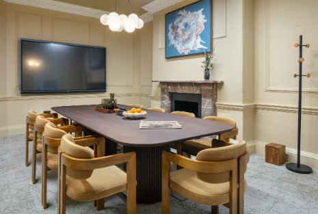 Canopy meeting room with stylish chairs, perfect for executive meetings and brainstorming sessions.