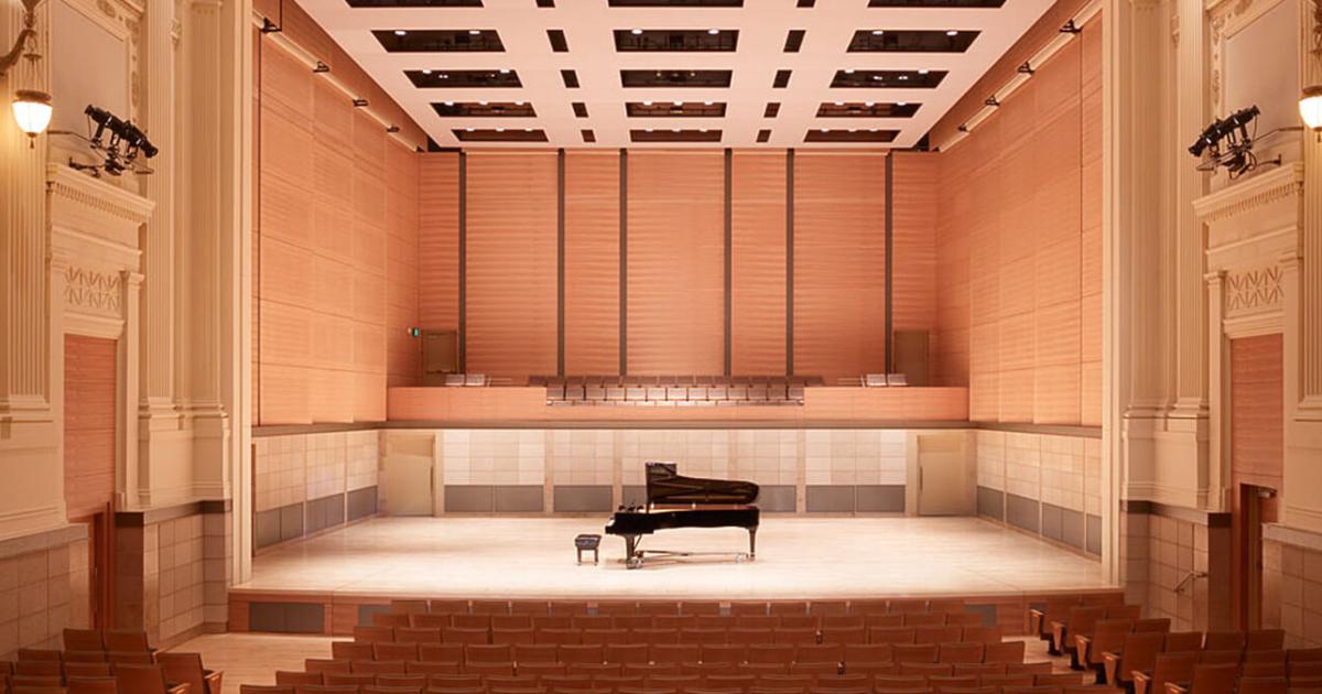 San Francisco Community Music Center auditorium with grand piano, ideal for concerts and events.