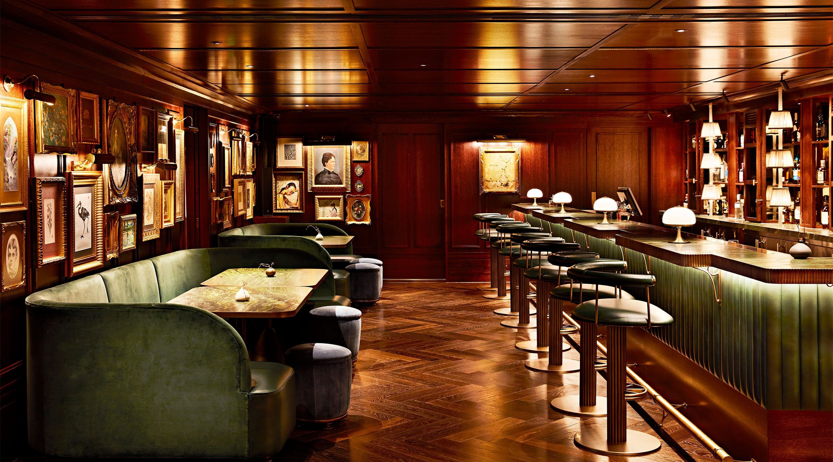 Sophisticated bar at Eli's Restaurant, ideal for networking events and cocktail receptions.