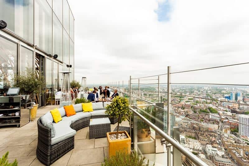Stylish rooftop venue at SUSHI SAMBA, ideal for upscale corporate events and celebrations.