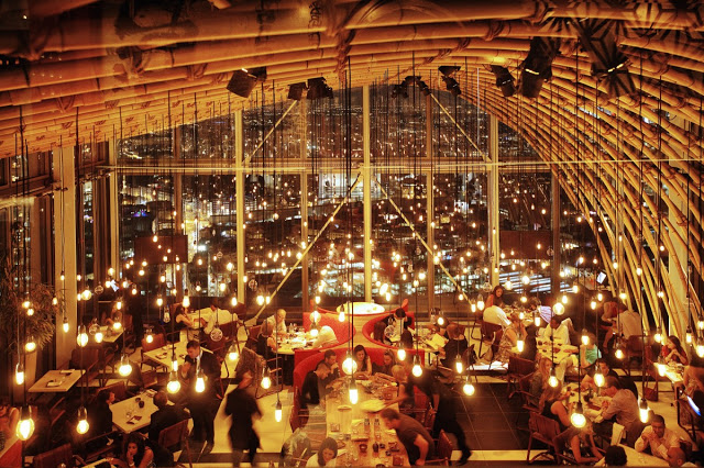SUSHI SAMBA restaurant with cityscape, ideal for upscale events and gatherings.