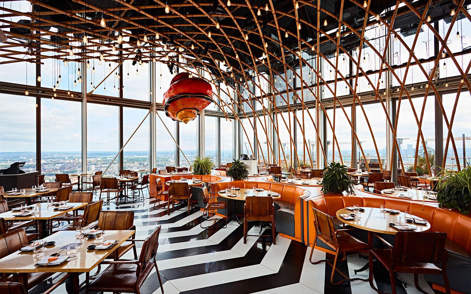 SUSHI SAMBA restaurant interior with panoramic views, ideal for upscale events and gatherings.