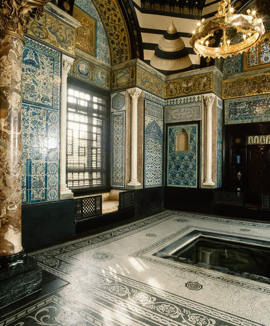 Arab Hall at Leighton House with ornate tile work for cultural events and heritage workshops.