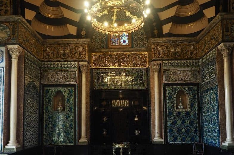 Arab Hall in Leighton House with intricate tile work, perfect for elegant events.