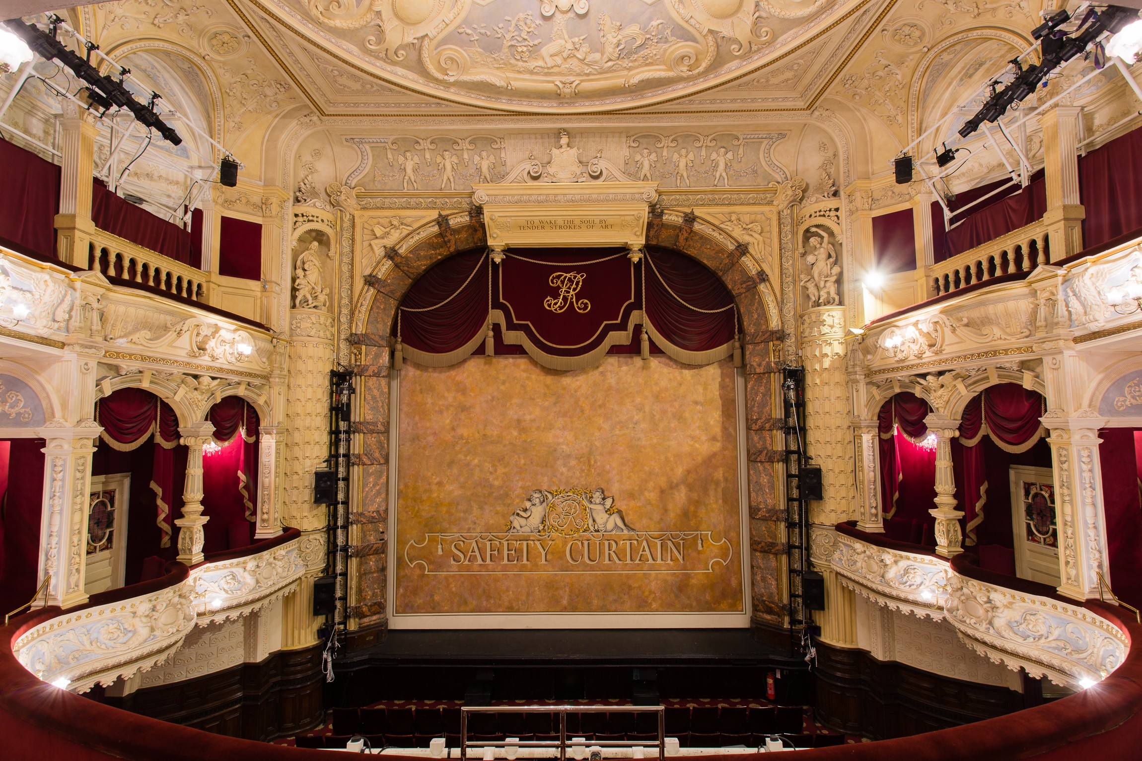 Richmond Theatre stage with ornate balconies, perfect for events and performances.