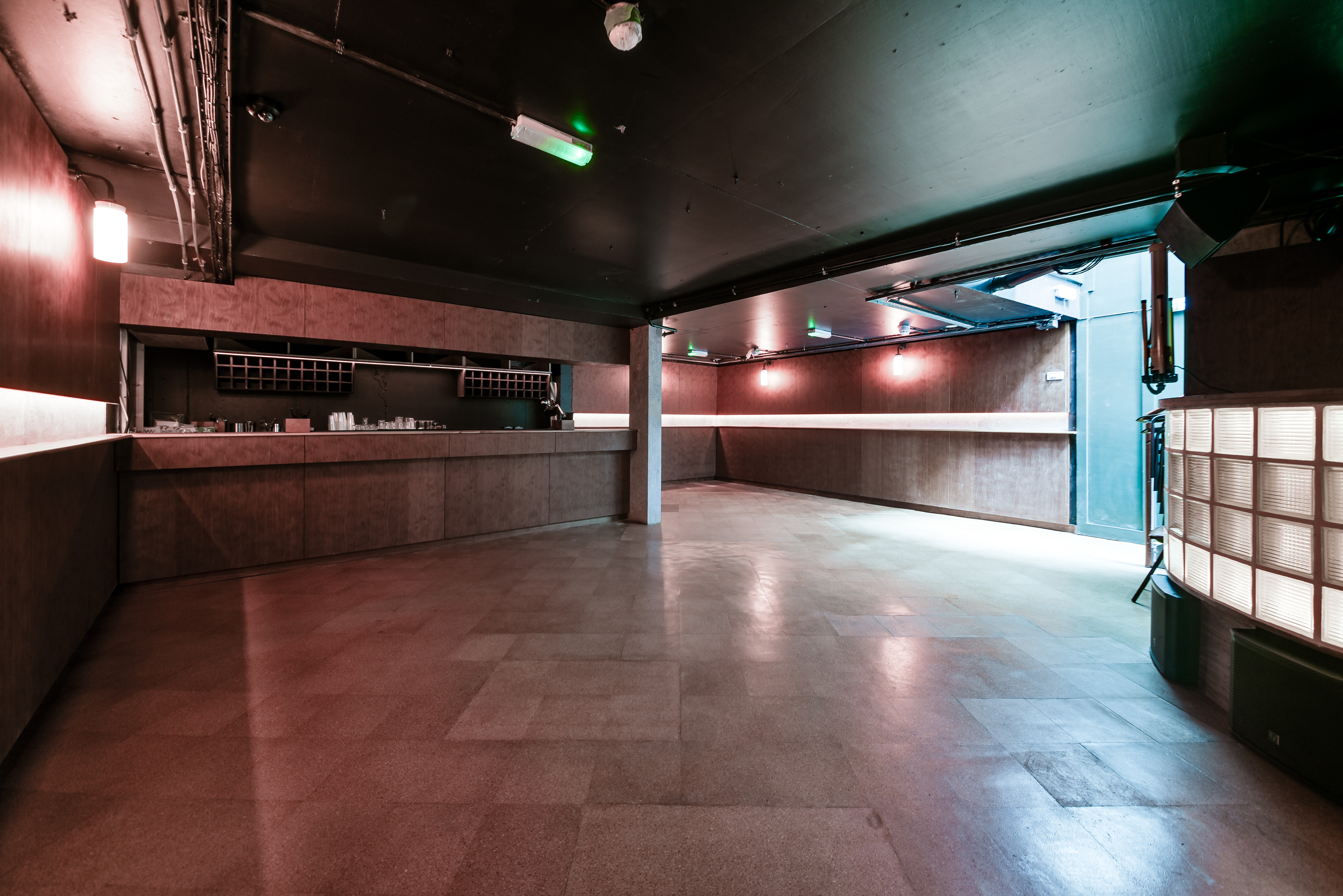 Modern event space at The Greyhound Peckham with flexible layout and bar access.