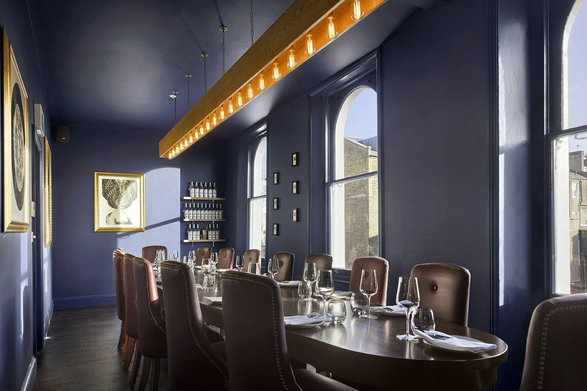 Elegant private dining room for exclusive events at The Distillery, London.