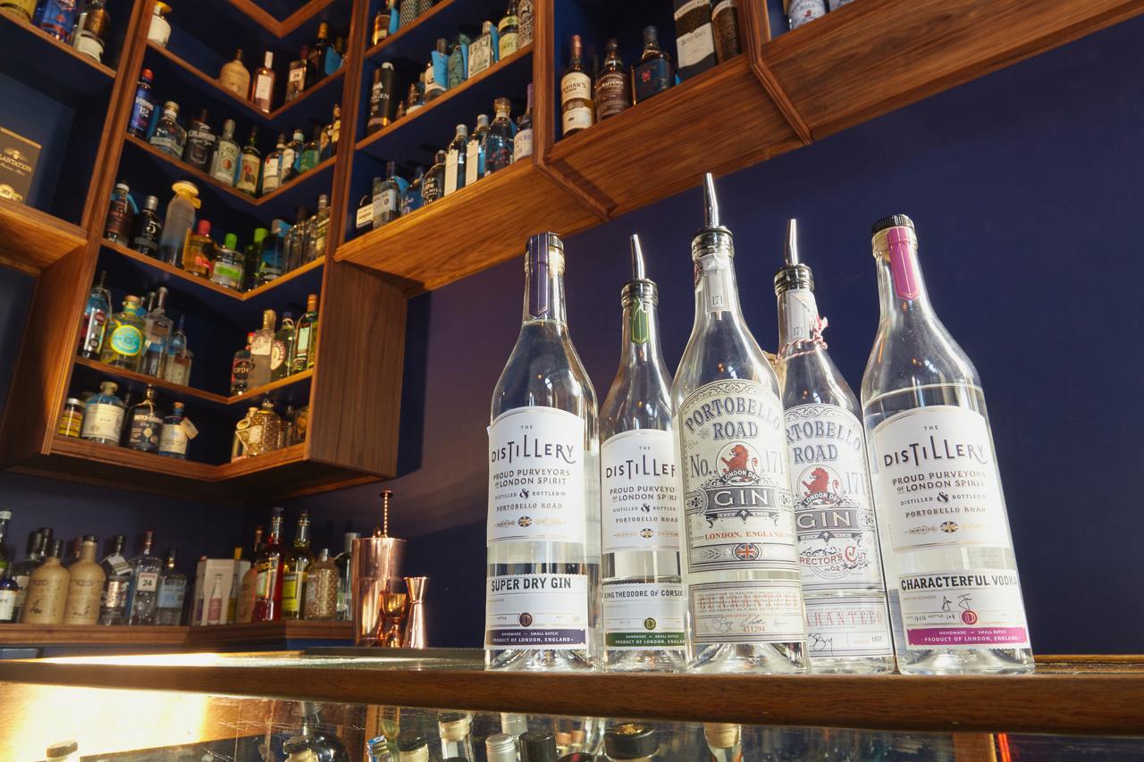 Bottle Shop bar in The Distillery London with premium gin for cocktail receptions.