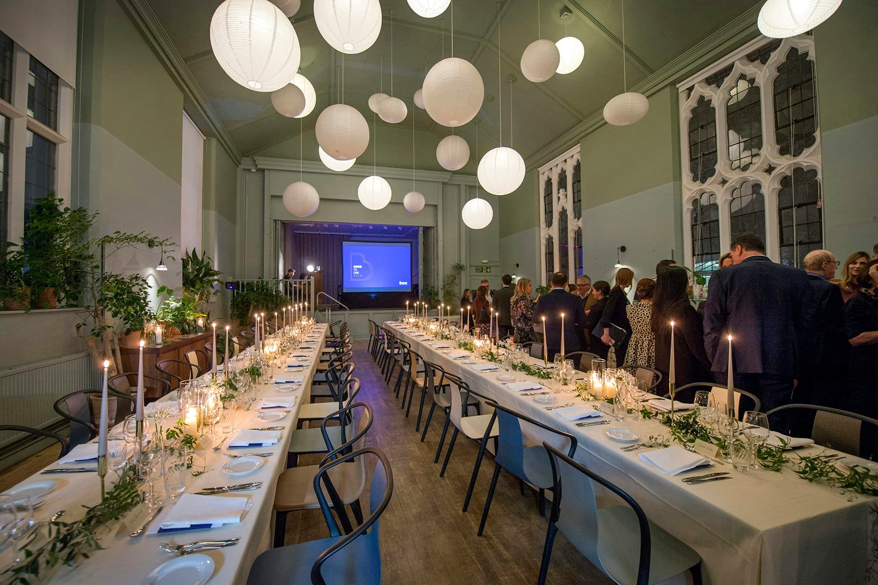 Elegant banquet setup at Refettorio Felix for corporate events and celebrations.