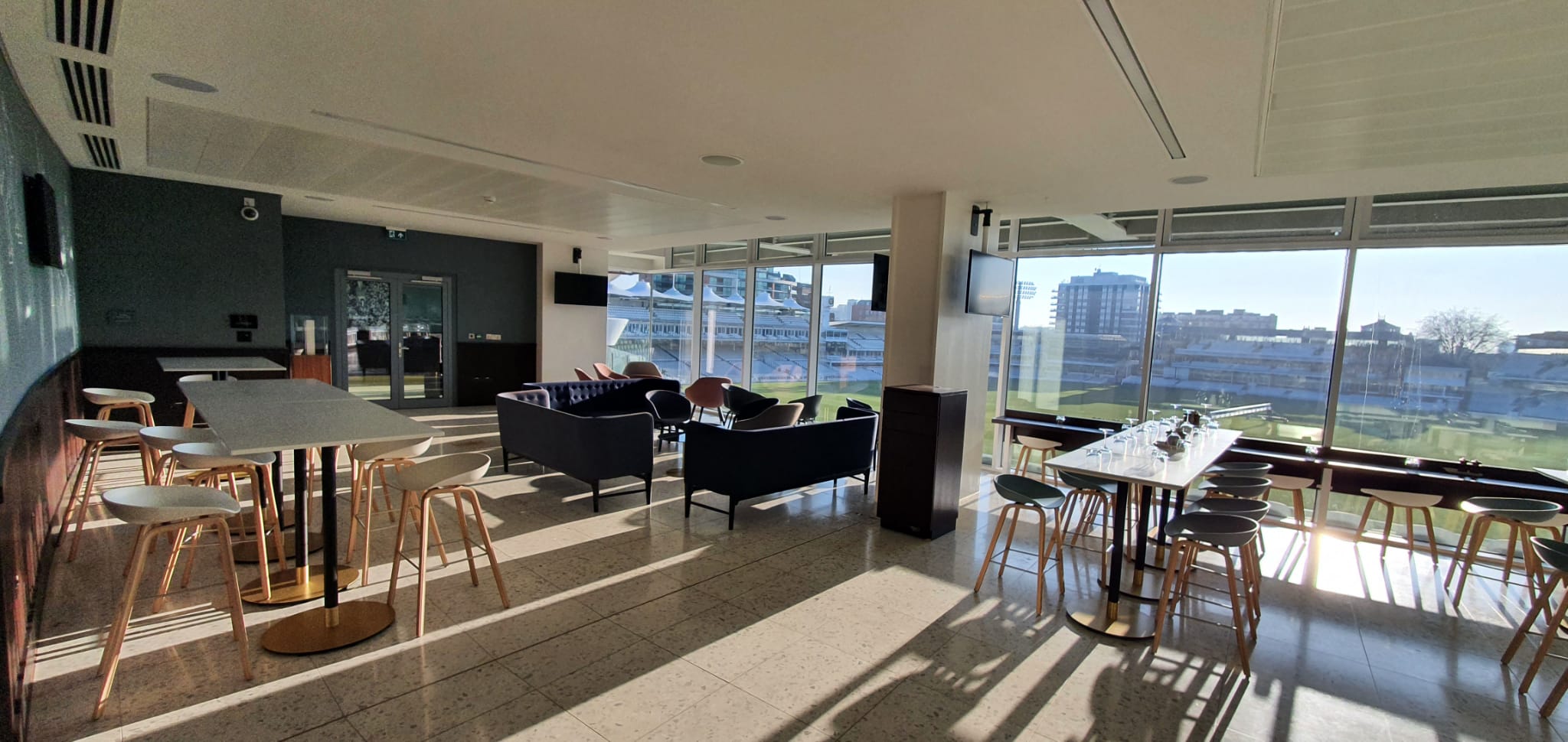 Modern event space at Compton's, Lord's Cricket Ground, ideal for workshops and gatherings.