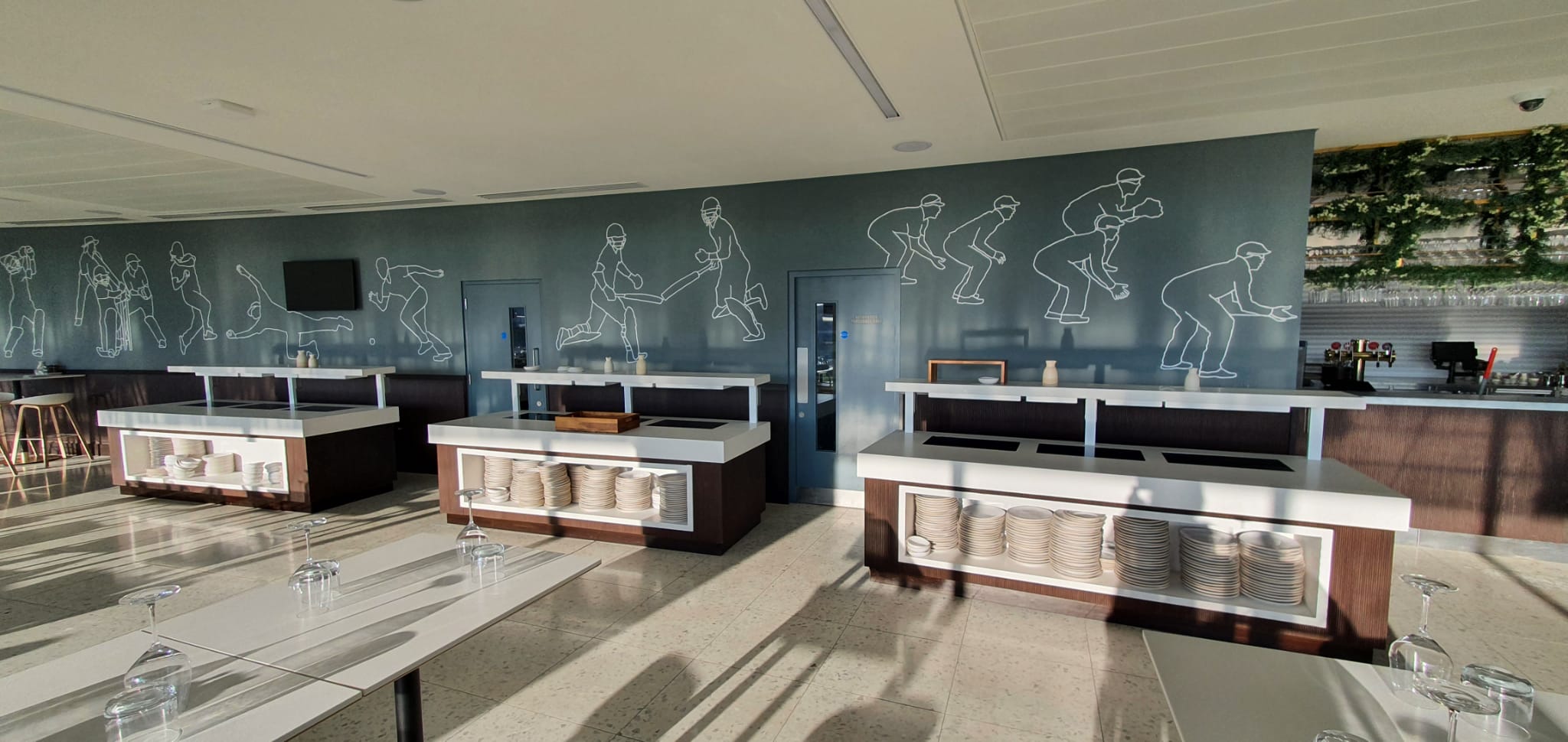 Modern event space at Compton's, Lord's Cricket Ground, ideal for meetings and gatherings.