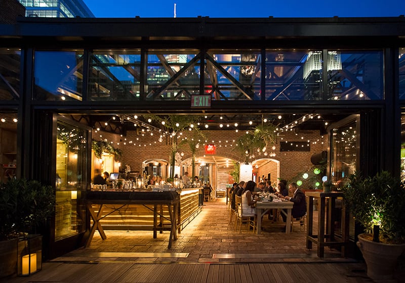 Terrace Buyout at The Refinery Rooftop, elegant bar, perfect for upscale events and gatherings.