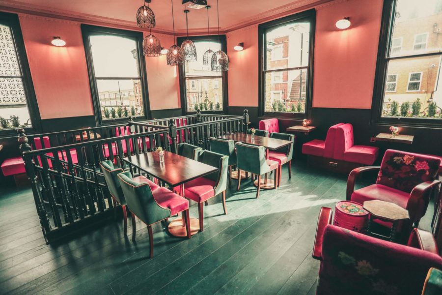 Karaoke room at Star of Bethnal Green, cozy seating for workshops and meetings.