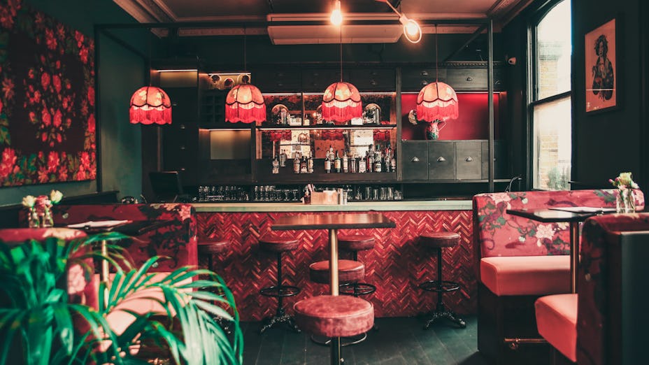 Stylish venue with floral decor for intimate cocktail receptions in Bethnal Green.