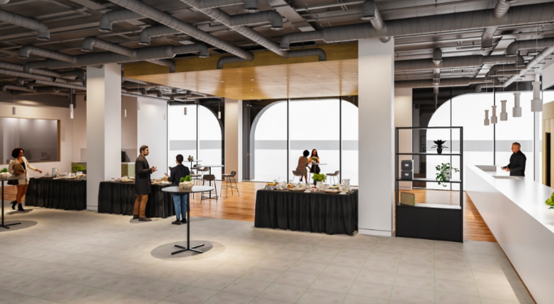 Modern event space at Minster Gallery with large windows, ideal for receptions and networking.