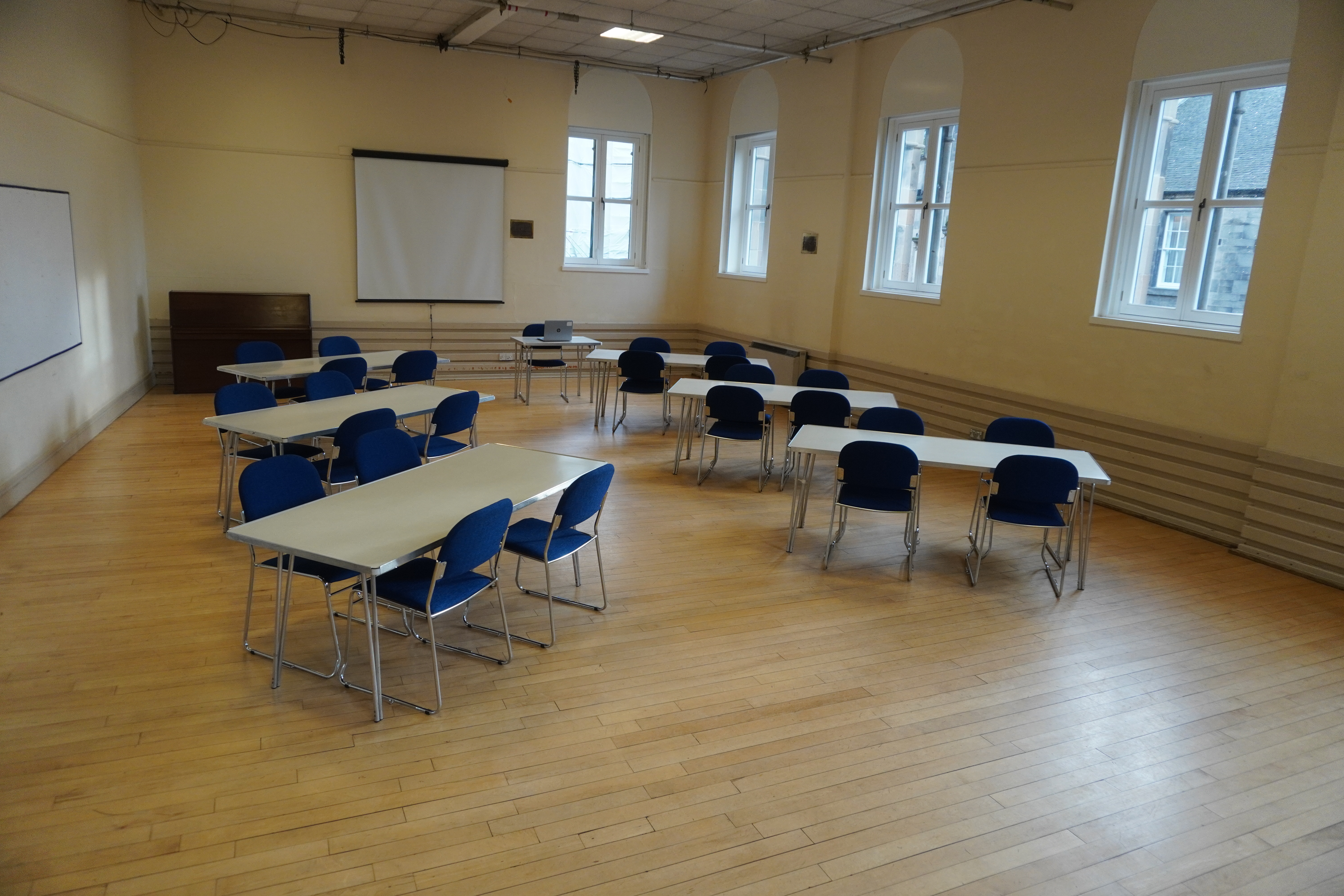 Edinburgh Quaker Meeting House Hall set up for a workshop with natural light and flexible decor.