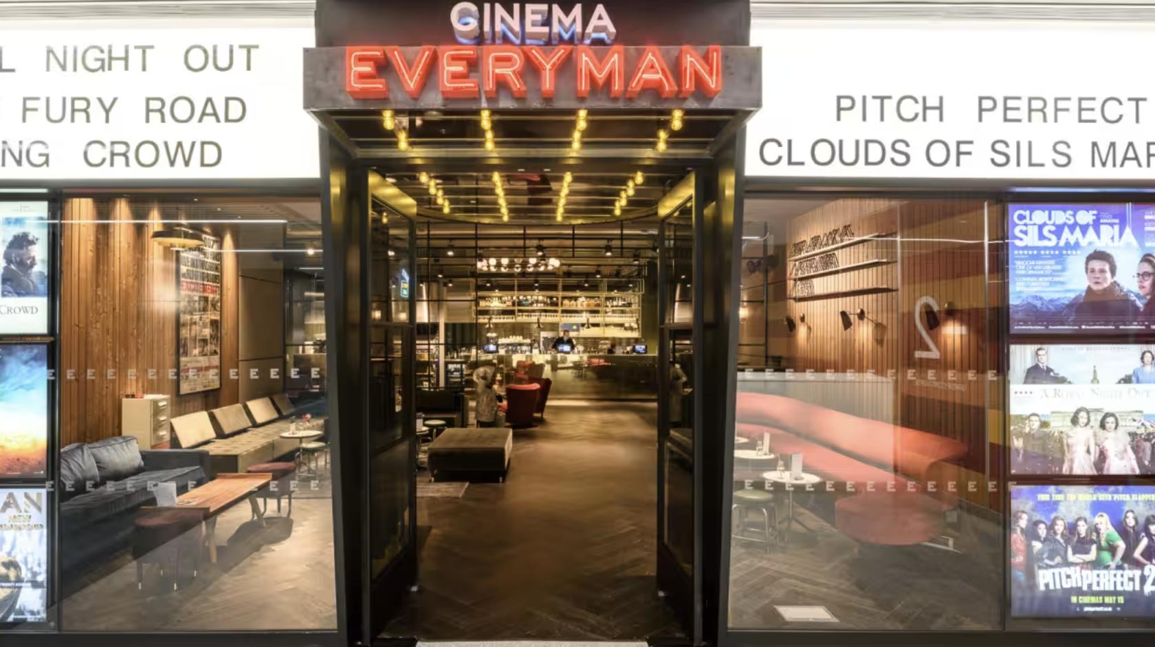Stylish cinema entrance at Everyman Canary Wharf for unique events and private screenings.