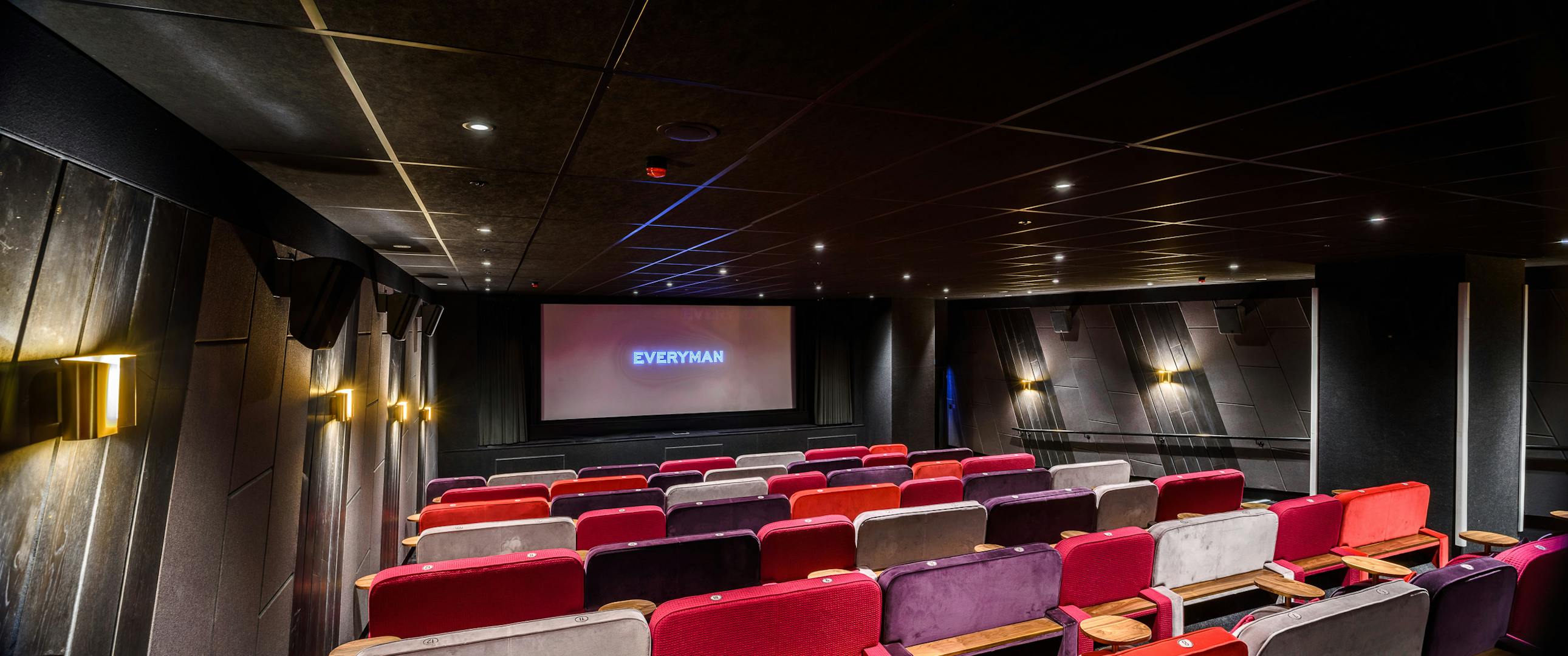 Stylish cinema screens in Everyman Canary Wharf for private screenings and corporate events.