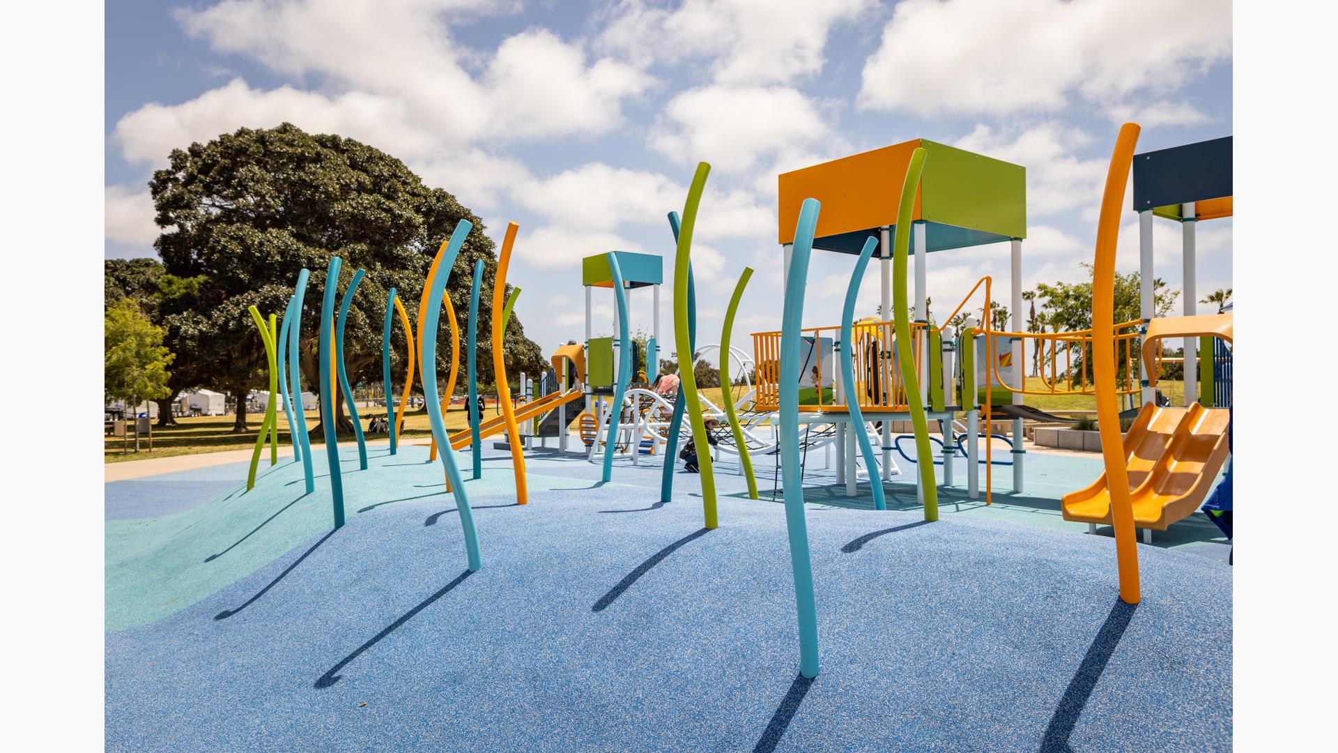 Vibrant game room at Tecolote Recreation Center, ideal for children's parties and community events.