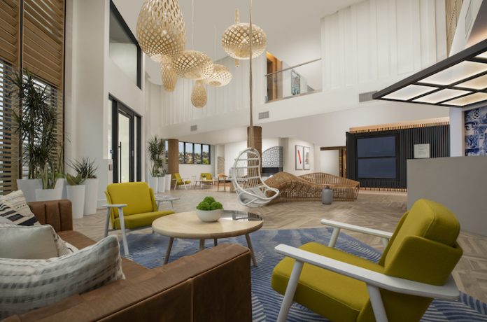 Modern lobby at Hideaway Terrace, ideal for networking and small events.