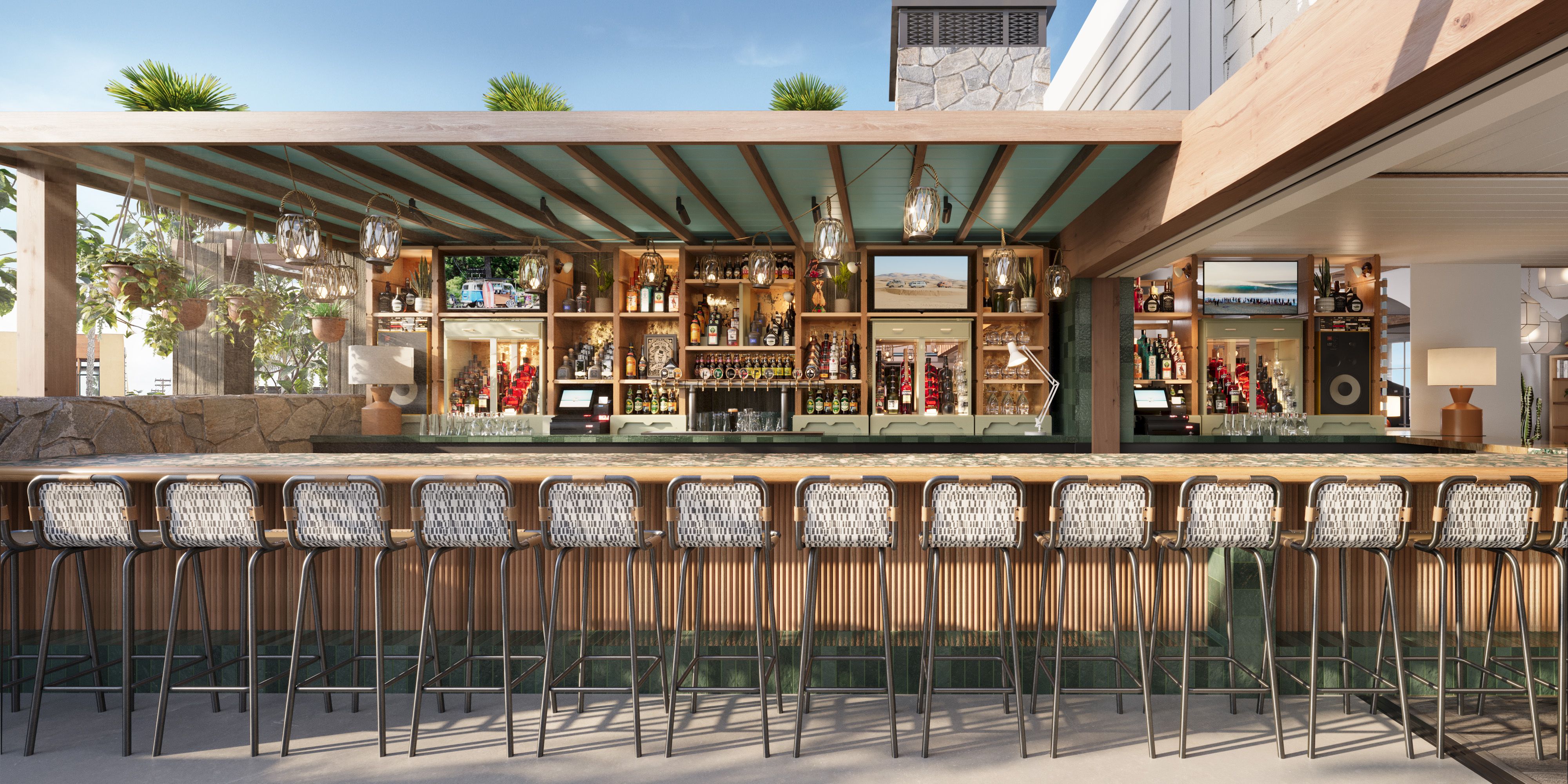 Stylish bar at Hideaway Terrace, perfect for networking events and social gatherings.