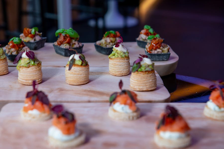 Elegant gourmet hors d'oeuvres at Oceanbird Lounge for upscale events and receptions.