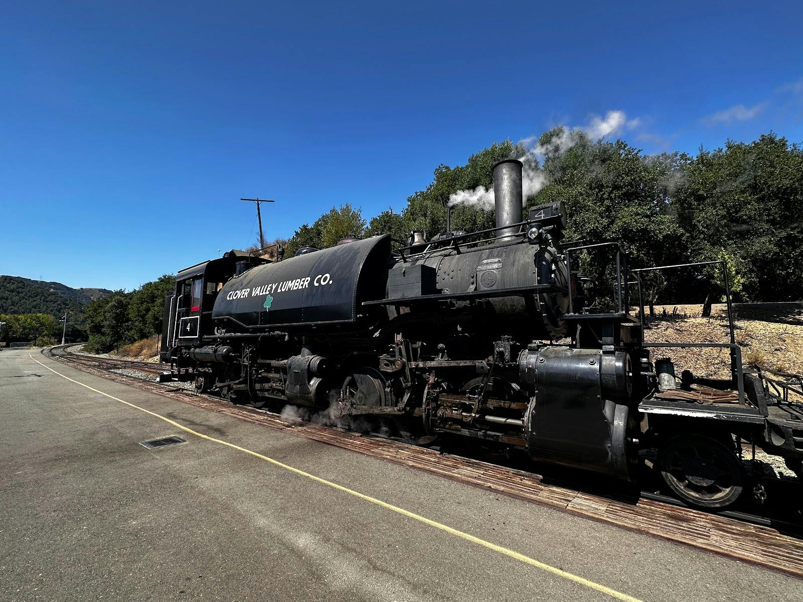 Vintage steam locomotive in Sunol's Casa Bella Main Ballroom for unique events.