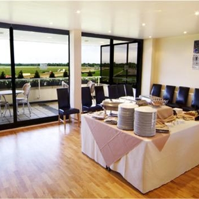 Double Box at Kempton Park Racecourse: modern buffet setup for events and meetings.