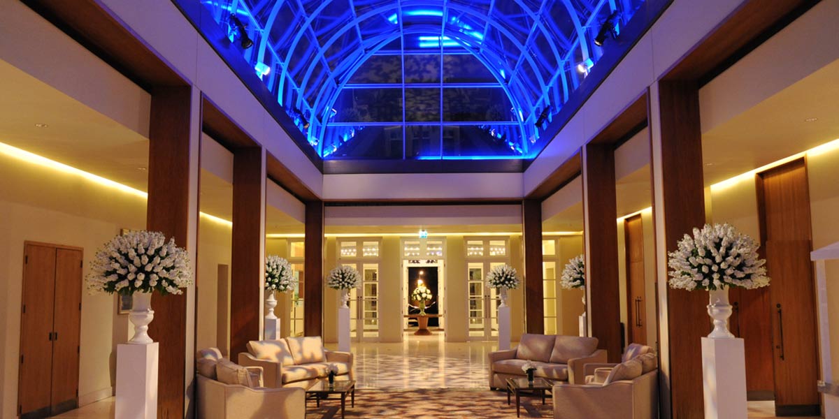 Private event at Hurlingham Yacht Club with elegant seating and floral displays.