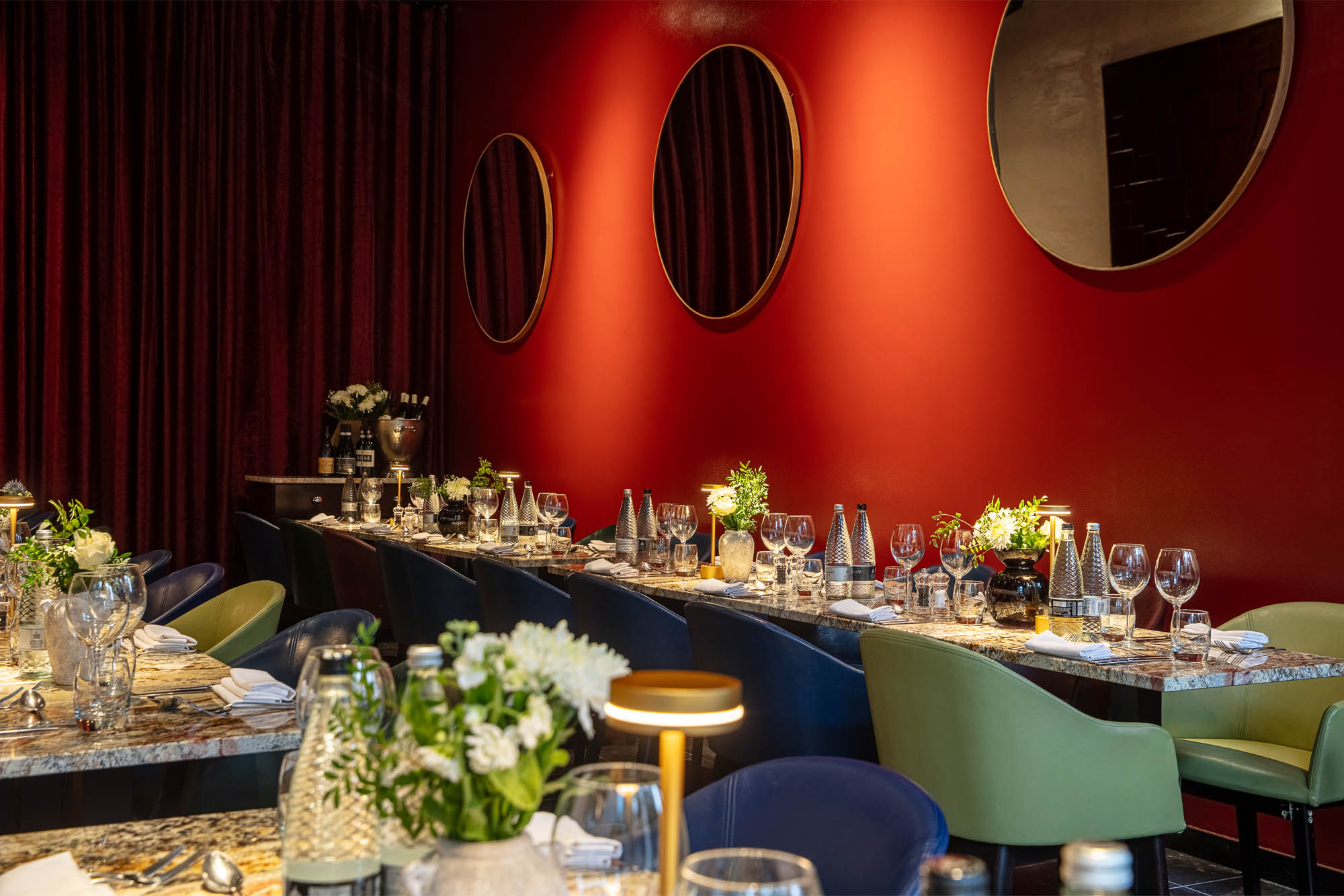 Elegant dining setup in Regent Room, ideal for corporate dinners and networking events.