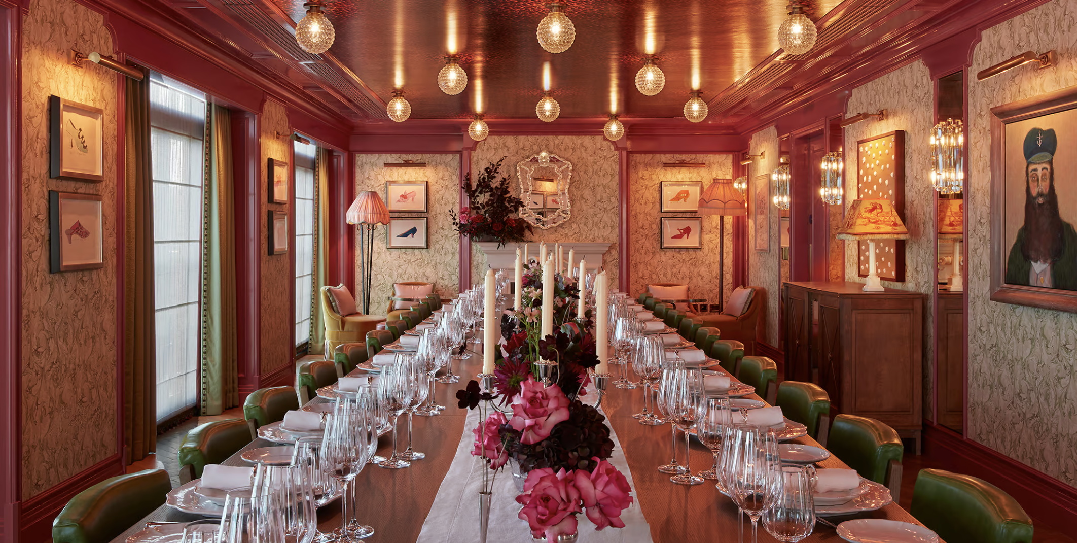 Elegant private dining room with fine china, ideal for corporate dinners and upscale events.