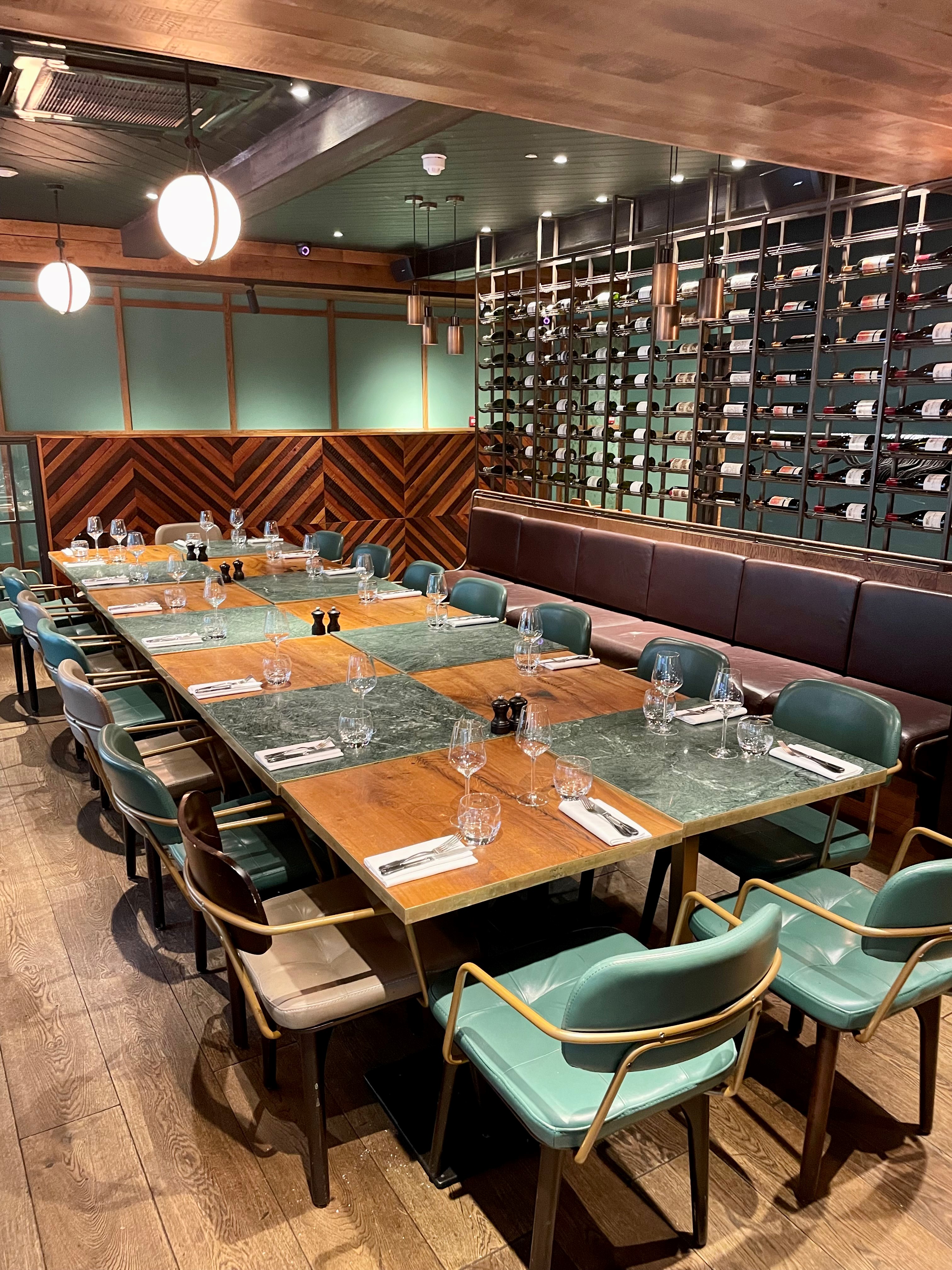 Mezzanine Floor at The Coal Shed London, elegant dining setup for corporate events.