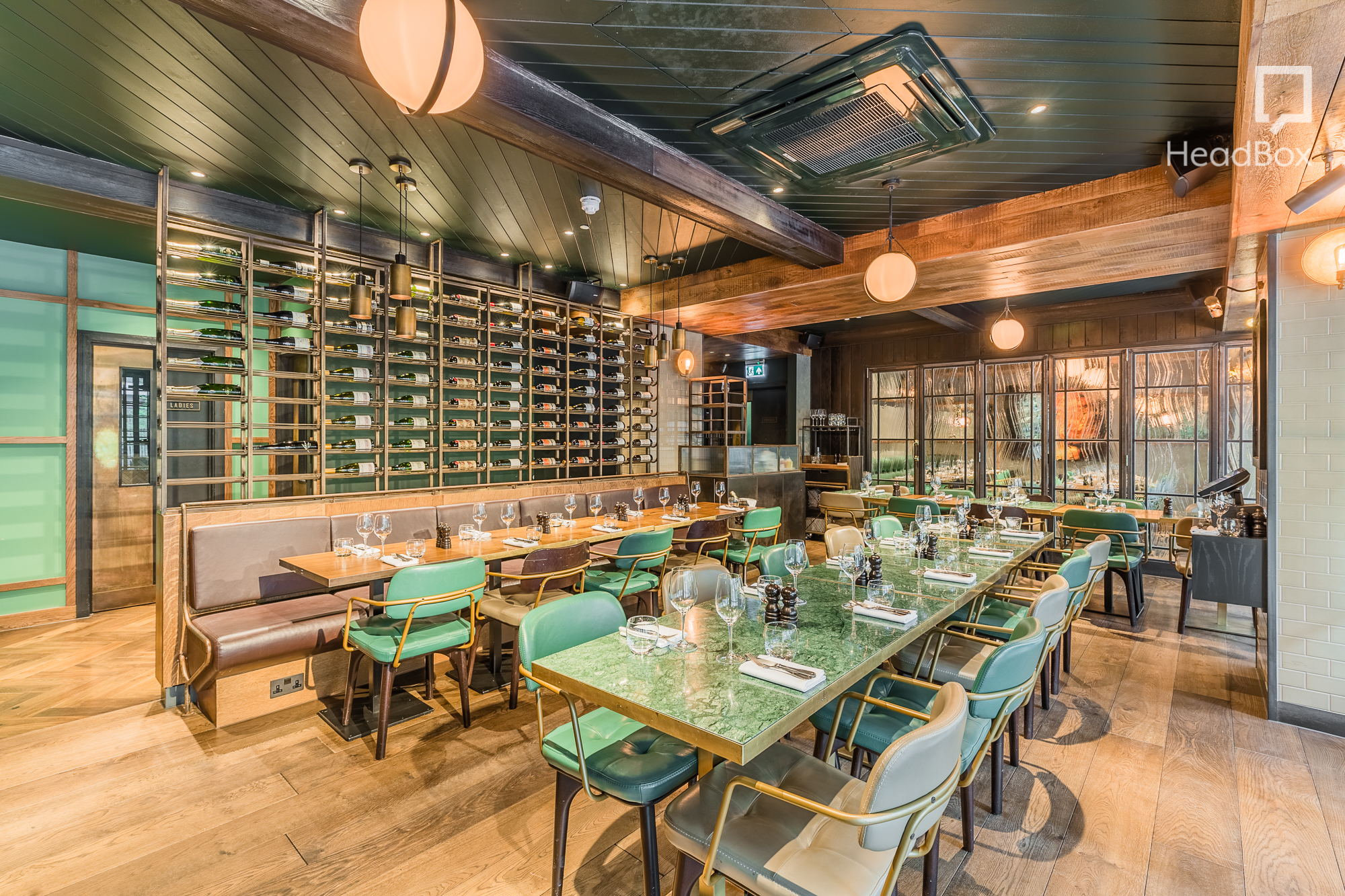 Mezzanine dining space at The Coal Shed London, ideal for corporate events and gatherings.