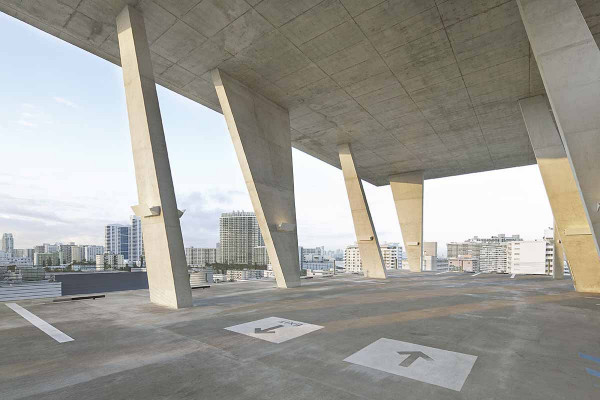 Modern event space with panoramic city views and industrial chic design at 1111 Lincoln Road.