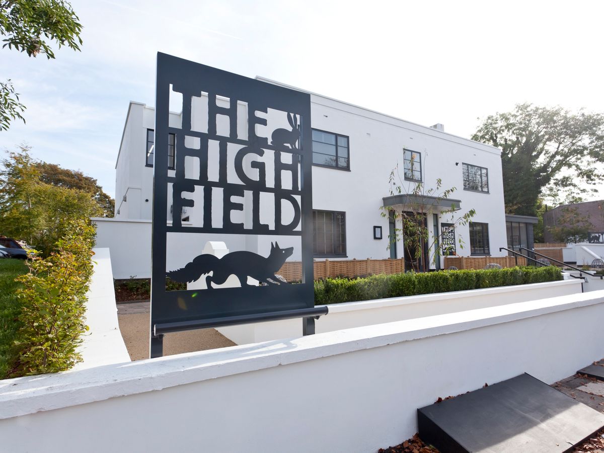 Modern outdoor deck at The High Field, ideal for events and gatherings.