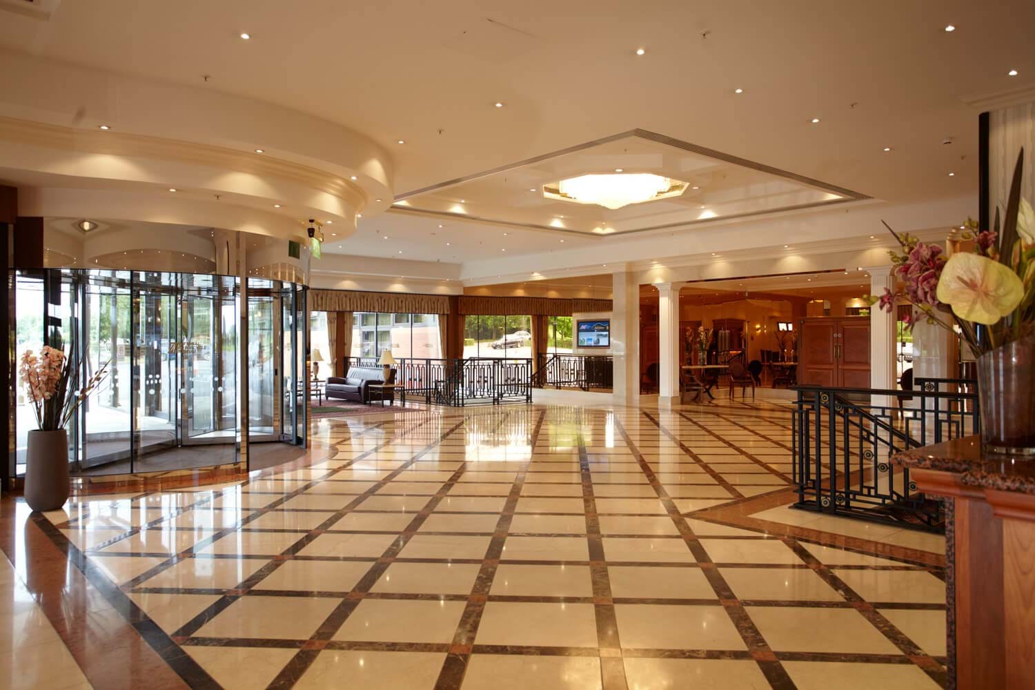 Elegant Britannia Suite lobby, ideal for meetings and events, with stylish seating.