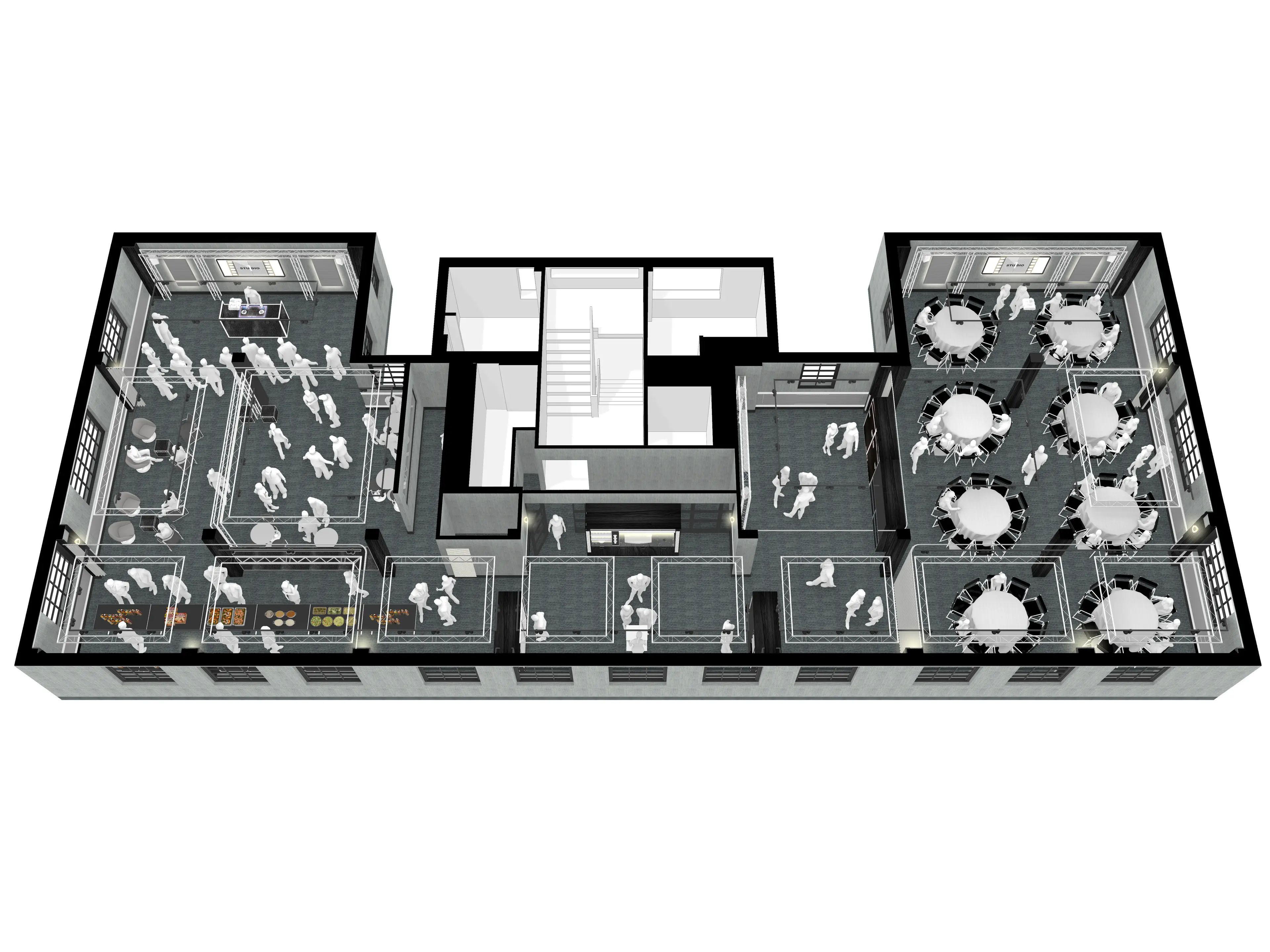 Floor plan of Studio One, St Pancras Events venue for meetings and networking.