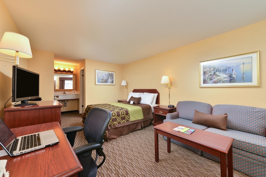Accessible hotel room with 2 queen beds for business travelers near San Jose Convention Center.