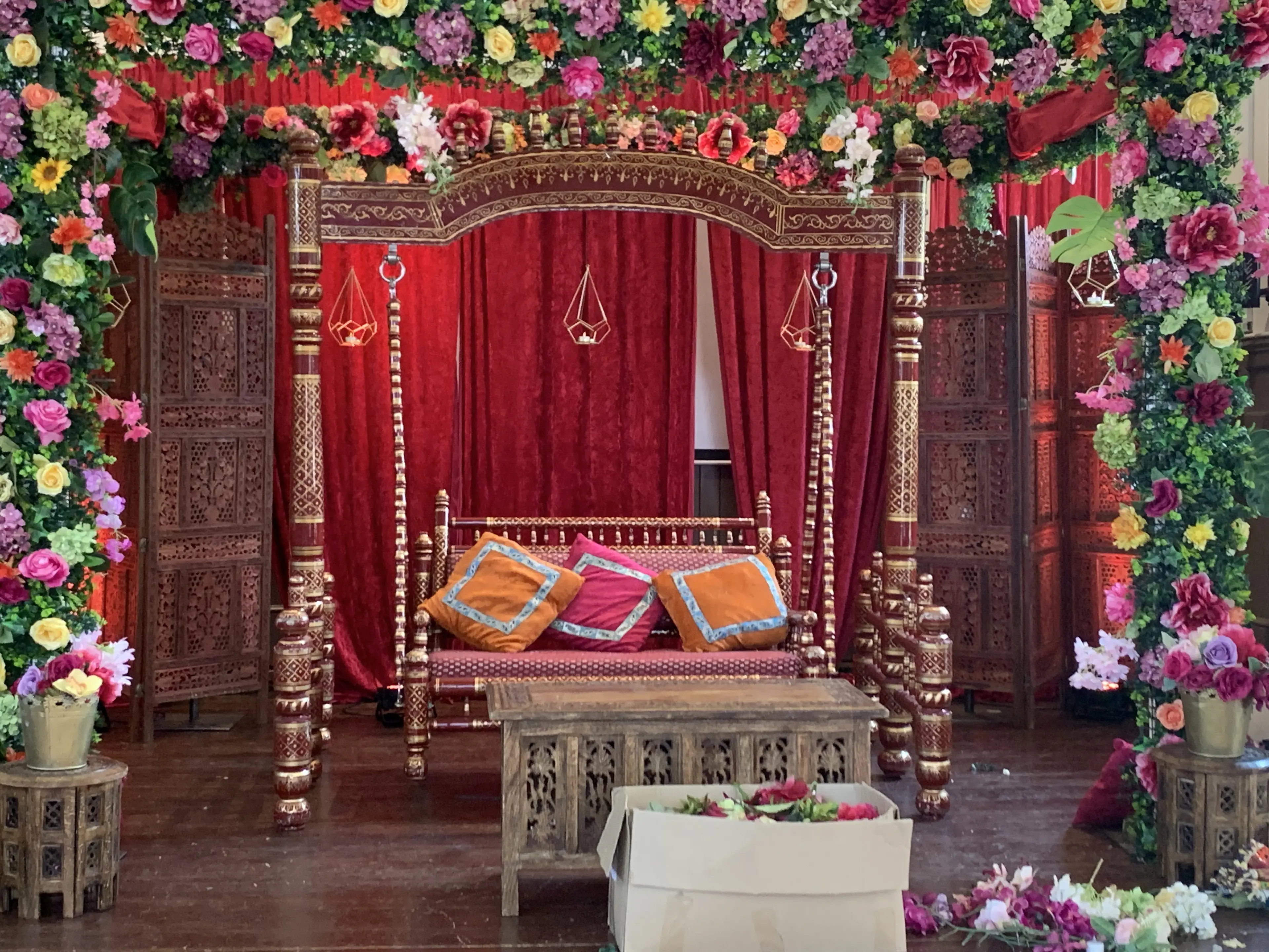 Main Hall at Waddesdon Hall, ornate seating area for weddings and festive events.